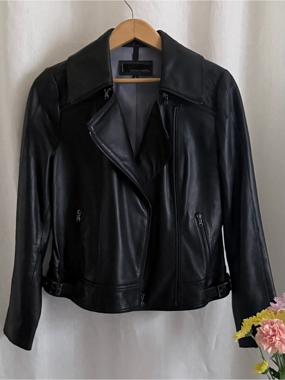 NWOT Wilsons Leather Moto Jacket S Black Asymmetrical Zip Biker Genuine